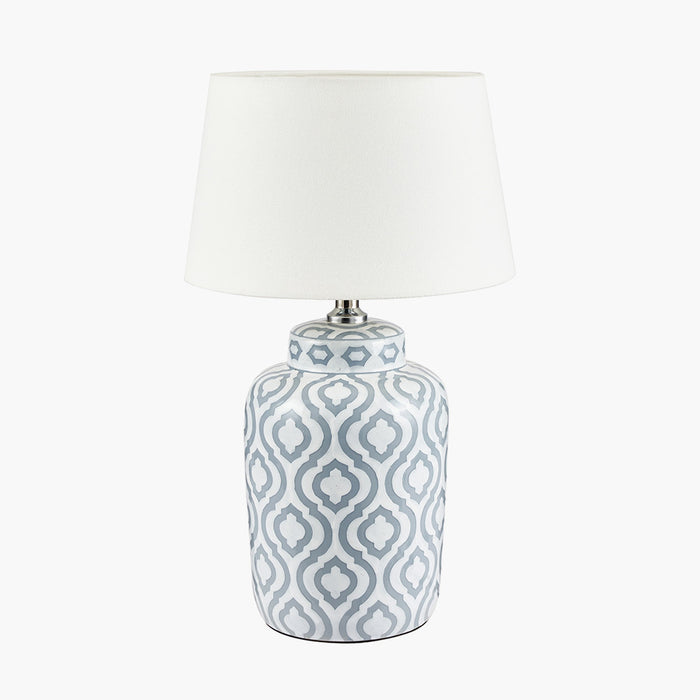 Celia Grey & White Pattern Ceramic Table Lamp ( Due Back In 05/08/24)