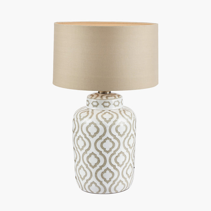 Celia Taupe & White Pattern Ceramic Table Lamp