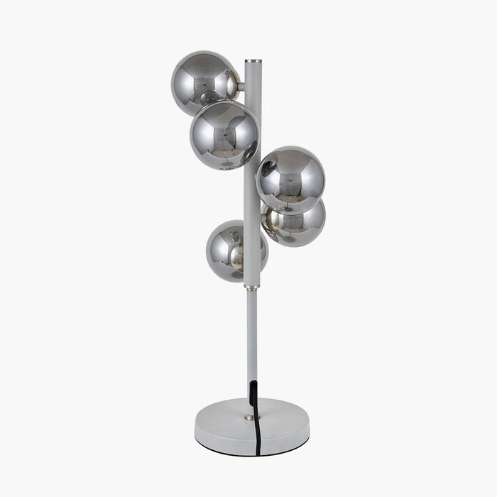 Blair Smoke Glass Ball & Grey Metal Table Lamp
