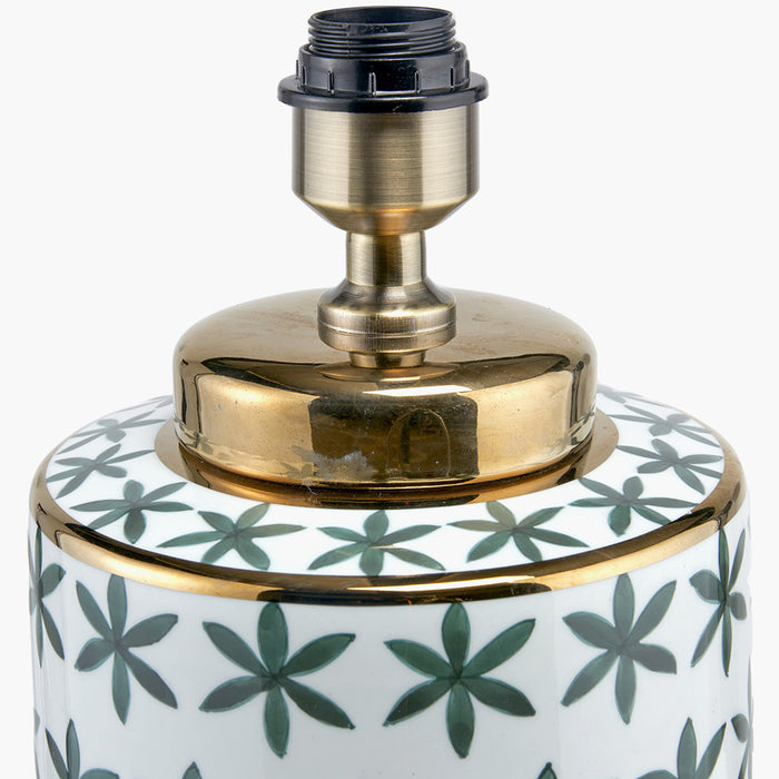 Thea Green and Gold Leaf Ceramic Table Lamp