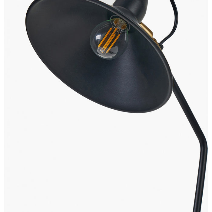 Canton Matt Black & Brass Metal Cone Table Lamp