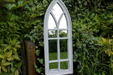 Indoor / Outdoor White Arch Window Garden Mirror - 109 x 40 cm - Decor Interiors