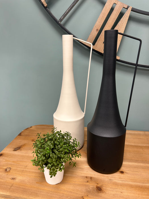 Alexandra Decorative Off White Vase, Metal, Modern