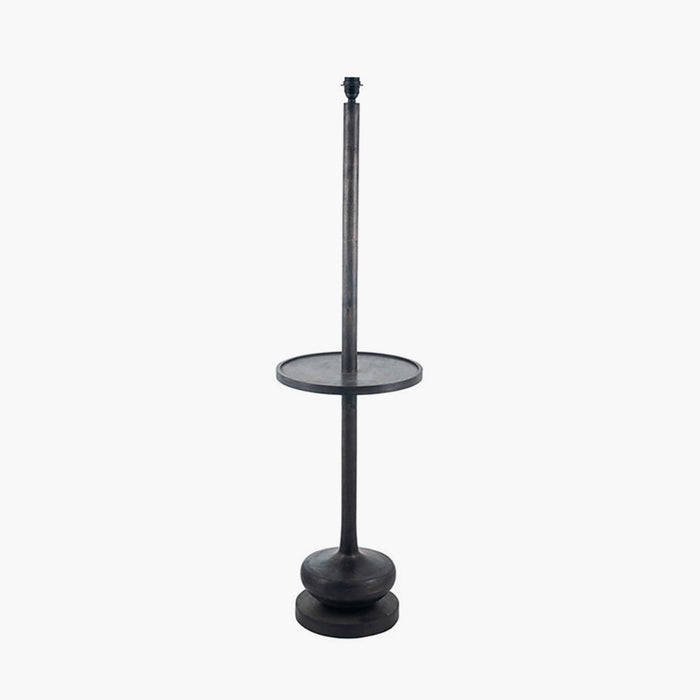 Hemi Dark Wood Floor Lamp Base with Table