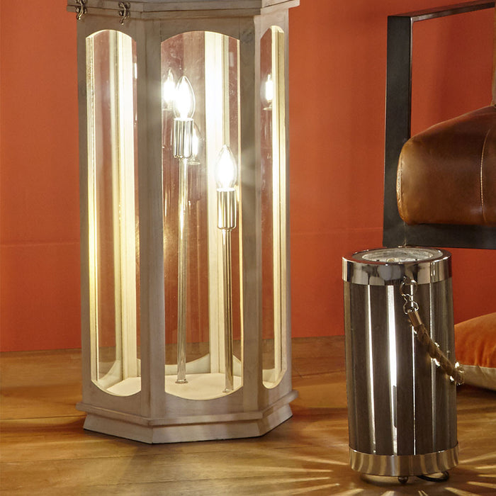 Adaline White Wash Wood Lantern Floor Lamp (Due Back In Early July)
