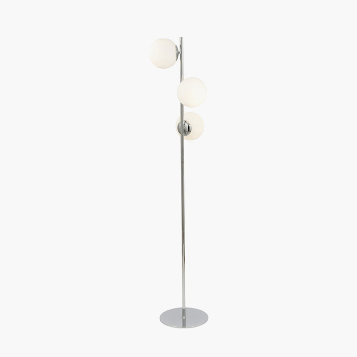 Asterope White Orb and Shiny Chrome Metal Floor Lamp
