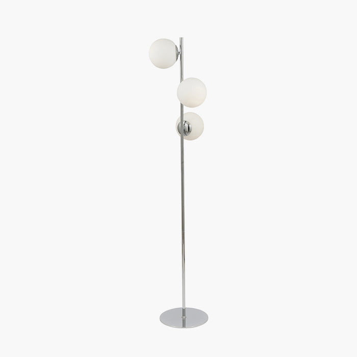 Asterope White Orb and Shiny Chrome Metal Floor Lamp