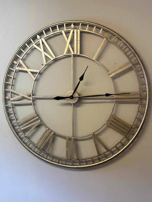 Silver Skeleton Wall Clock, Metal, Extra Large