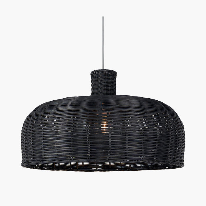 Caswell Black Rattan Dome Ceiling Light Pendant