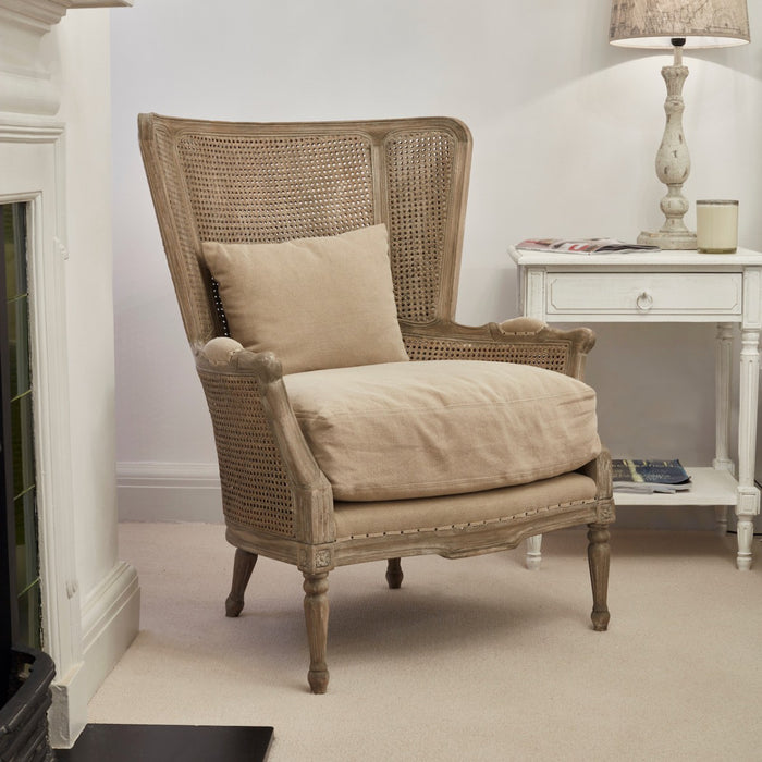 Chester Armchairs, Natural Cotton, Oak, Washed Bergere