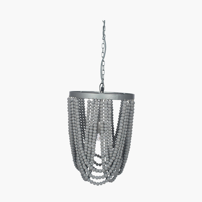 Bonneval Grey Bead & Silver Ceiling Light Pendant
