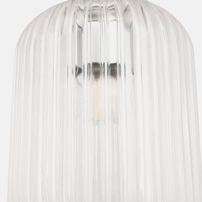 Alessia Silver & Ribbed Glass Pendant Ceiling Light