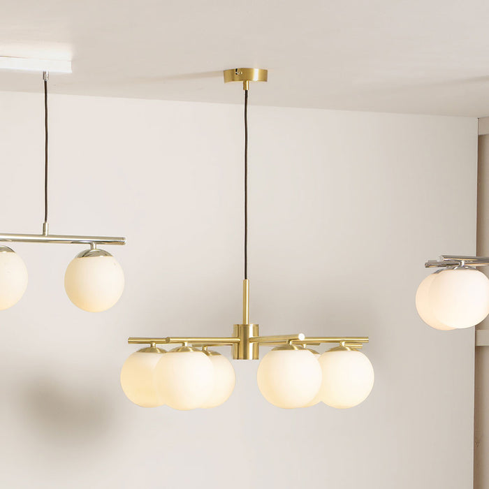 Asterope Ceiling Light Pendant in White and Gold Metal