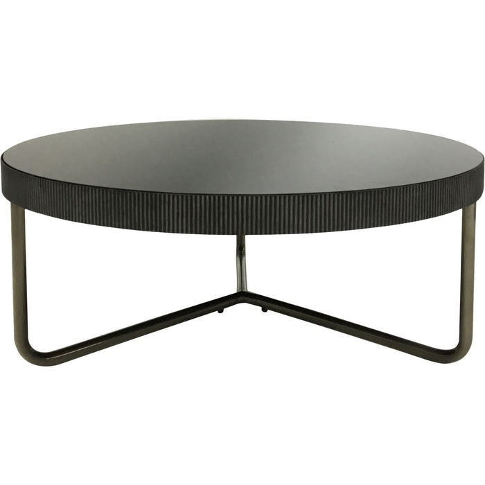 Monique Round Coffee Table, Black Iron Frame, Tinted Glass, Set of 2