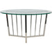 Angélique Round Coffee Table, Silver, Stainless Steel Frame, Clear Glass Top