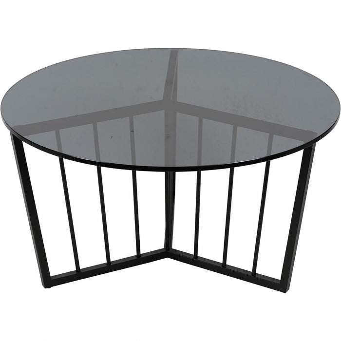 Angélique Coffee Table, Black Stainless Steel Frame, Tinted Glass Round Top