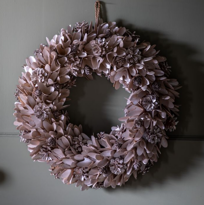 Artificial Blush Cone & Floral Wreath