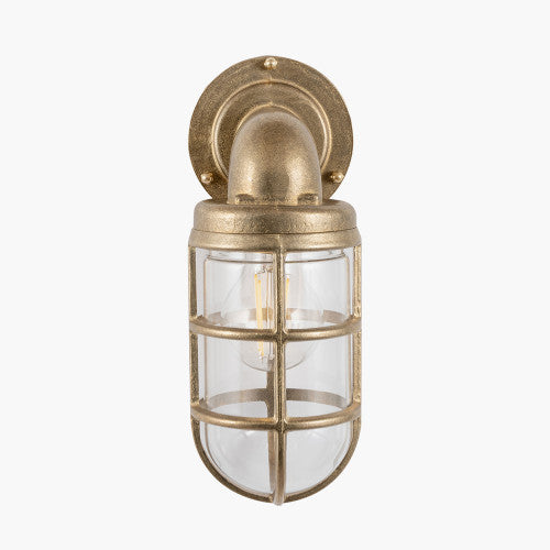 Lupin Antique Brass Metal Caged Hanging Outdoor Wall Light