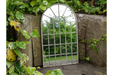 Indoor / Outdoor Aged Metal Arch Window Garden Mirror - Decor Interiors