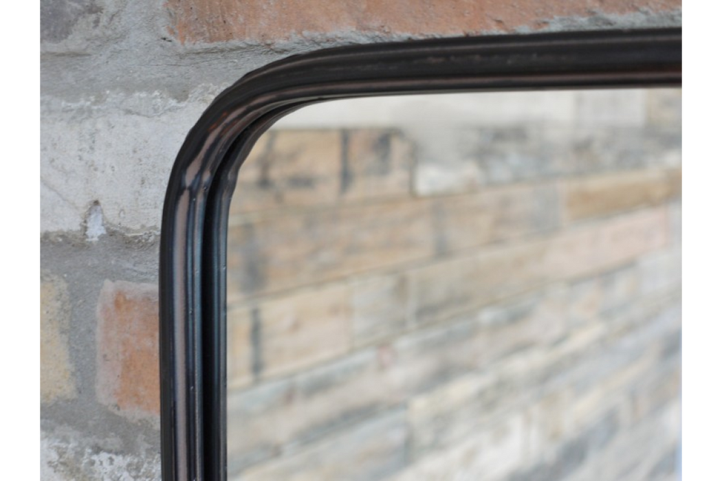 Louisa Wall Mirror With Shelf In A Rustic Black Finish