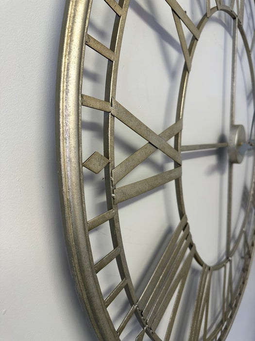 Silver Skeleton Wall Clock, Metal, Extra Large