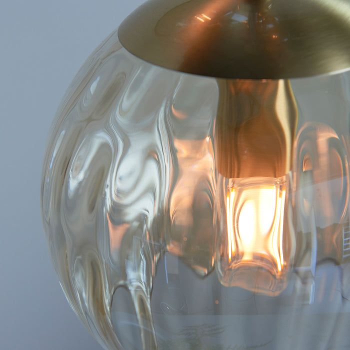 Dimple 3 Pendant Ceiling Light Pendant in Brass & Glass
