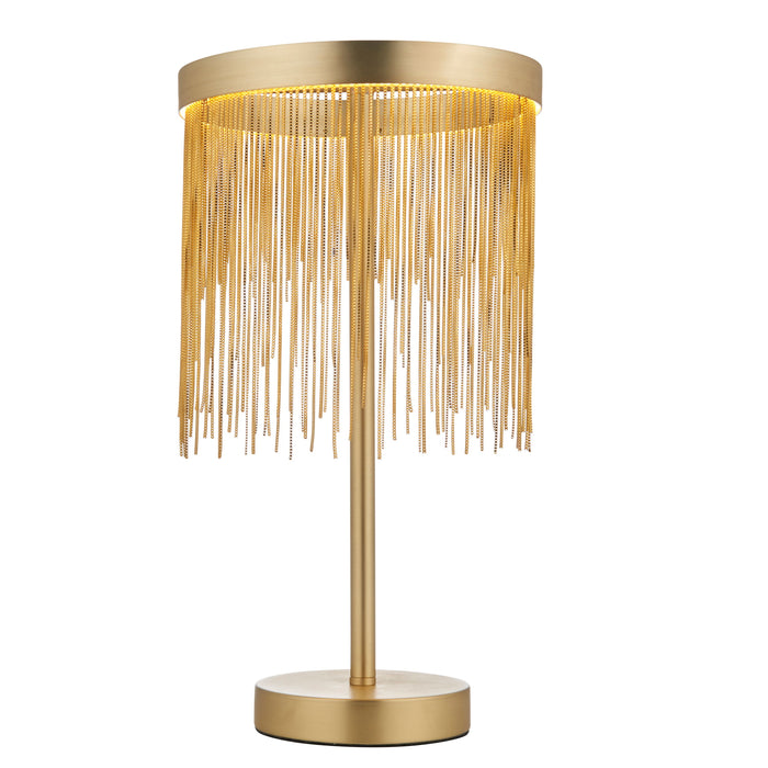Zelma Brass Metal Table Lamp With Fringe Shade