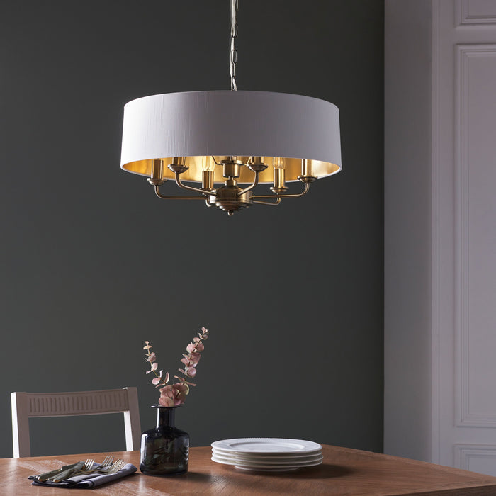 Highclere 6 Pendant in Antique Brass