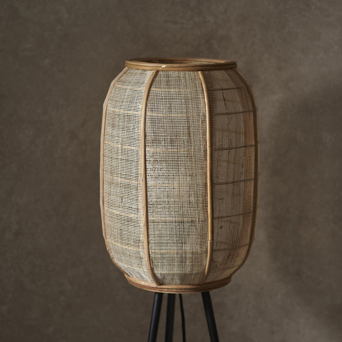 Zaire Black Metal Tripod Floor Lamp With Bamboo Shade