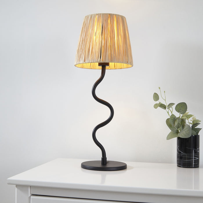 Black Metal Wriggle Table Lamp With Shade