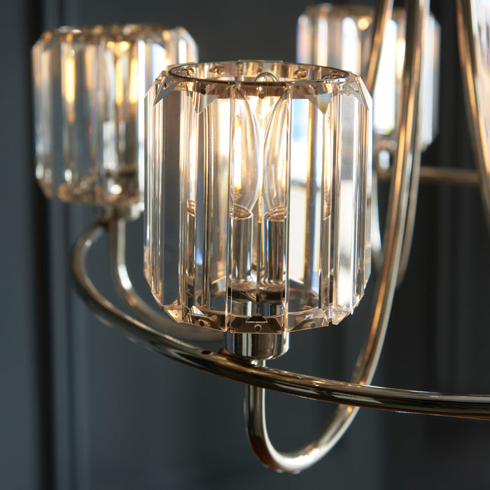 Berenice Ceiling Pendant Light in Bright Nickel & Glass
