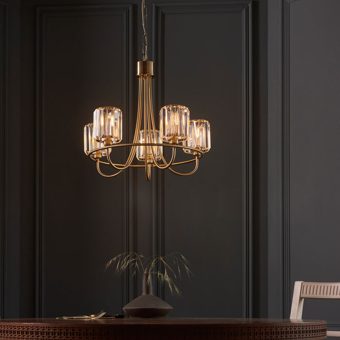 Berenice Ceiling Pendant Light in Antique Brass & Glass