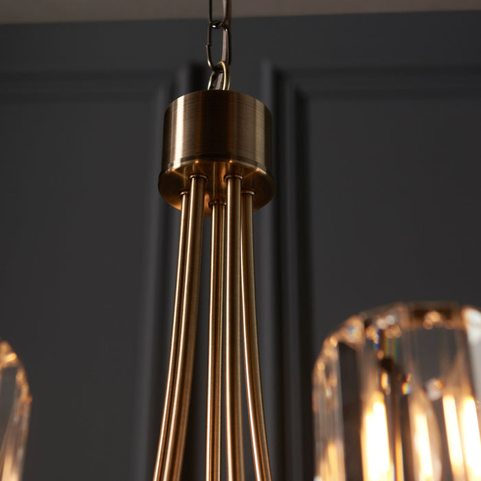 Berenice Ceiling Pendant Light in Antique Brass & Glass