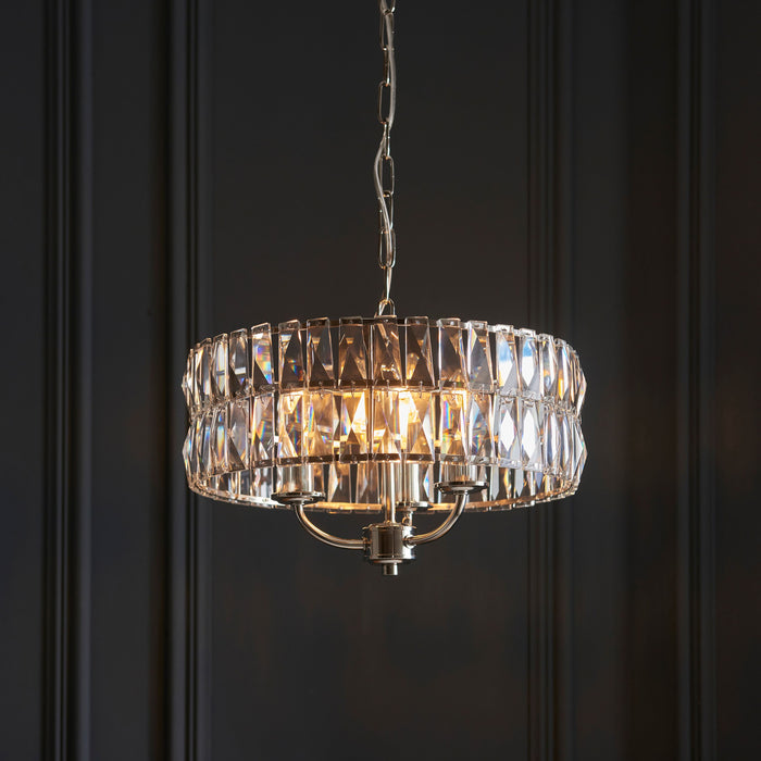 Clifton Nickel & Glass Ceiling Ceiling Pendant Light - Small