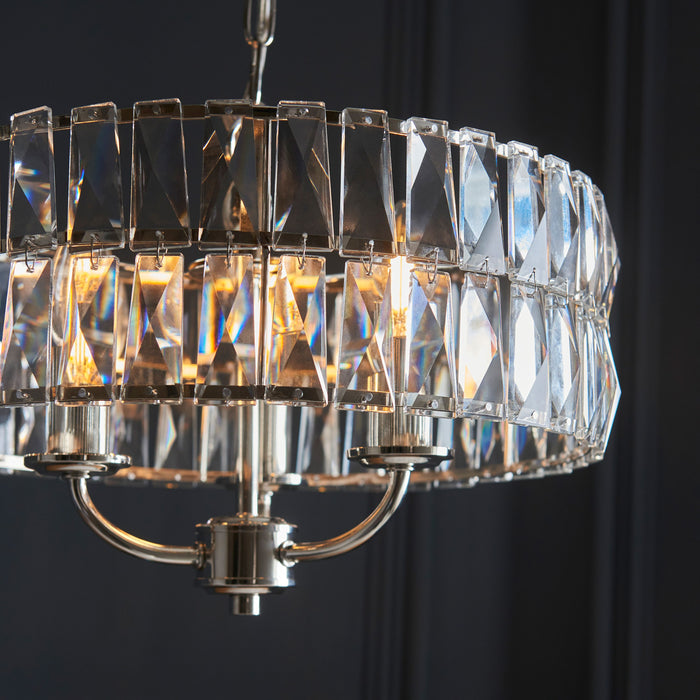 Clifton Nickel & Glass Ceiling Ceiling Pendant Light - Small