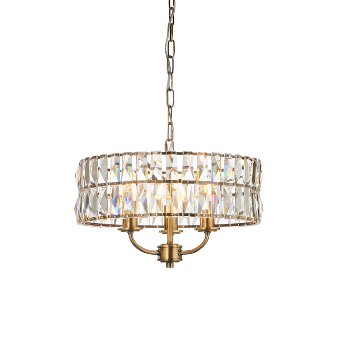 Clifton Antique Brass & Glass Ceiling Pendant Light - Small