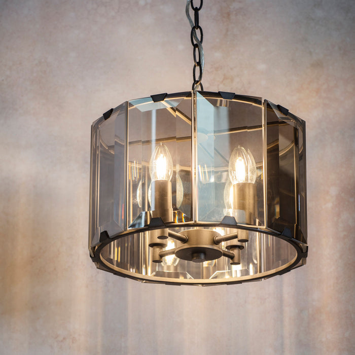 Clooney Smoked Glass & Grey Ceiling Pendant Light - Small