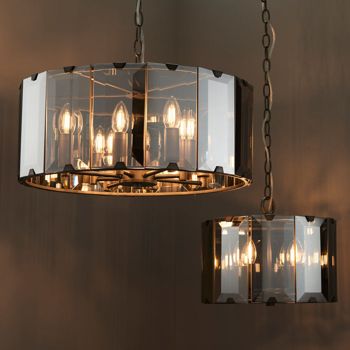 Clooney Smoked Glass & Grey Ceiling Pendant Light - Large