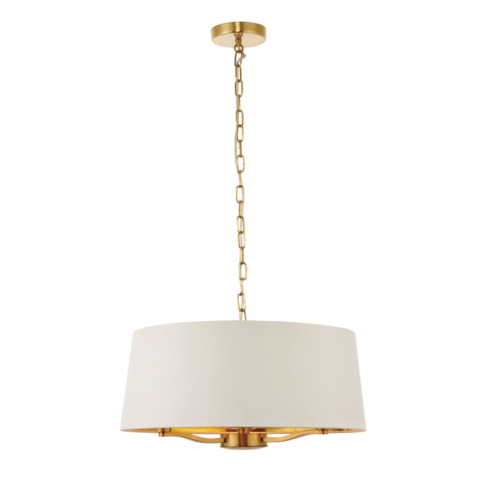 Harvey Gold Pendant Ceiling Light With Vintage White Shade - Small