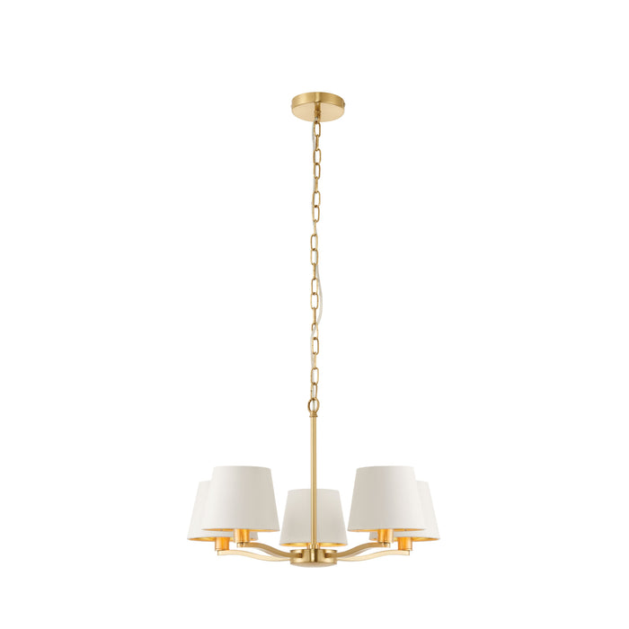Harvey Gold Pendant Ceiling Light With Vintage White Shade - Large