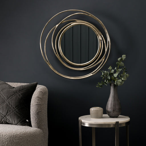 Amanda Metal Wall Mirror, Spiral, Satin Gold, , 66cm