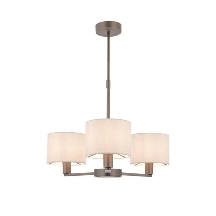 Daley Bronze 3 Pendant Ceiling Light With Off White Shades