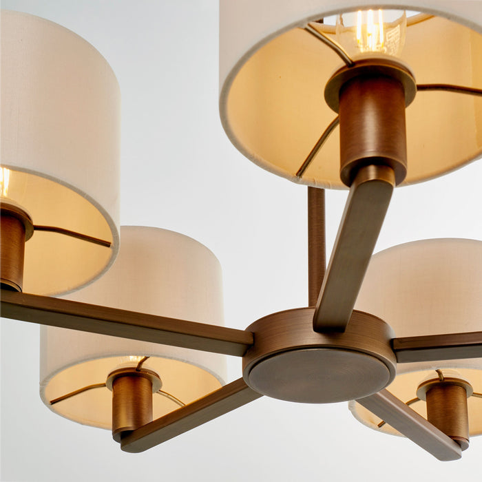 Daley Bronze 5 Pendant Ceiling Light With Off White Shades