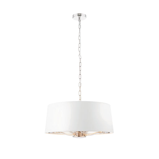 Harvey Chrome Pendant Ceiling Light With Vintage White Shade - Small