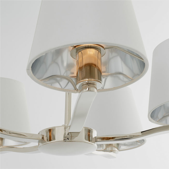 Harvey Chrome Pendant Ceiling Light With Vintage White Shade - Large