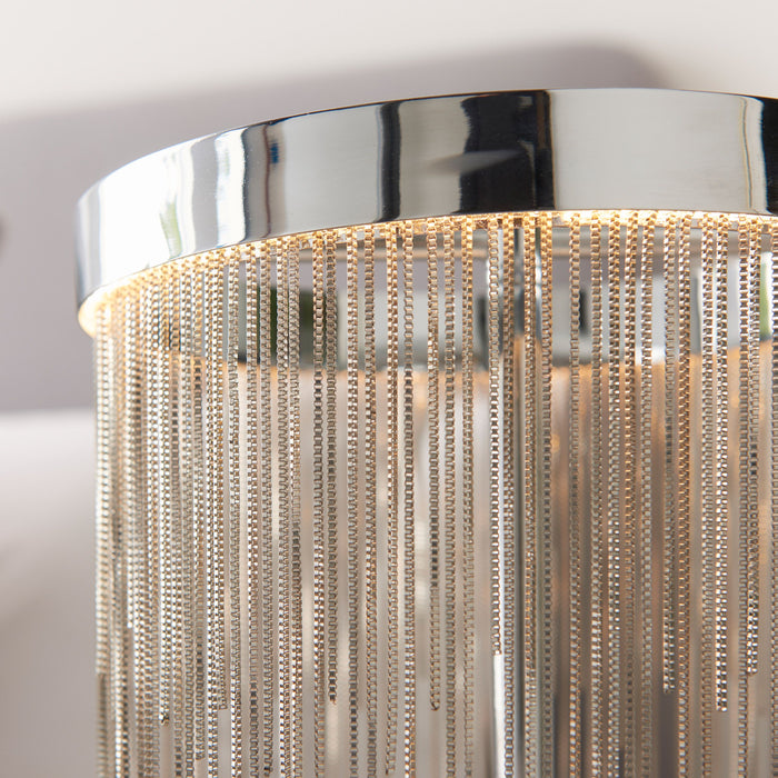 Zelma Chrome Metal Table Lamp With Fringe Shade