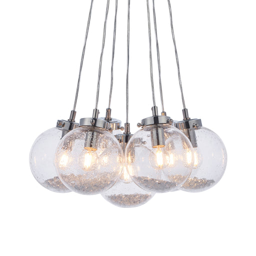 Hartley Chrome & Clear Glass 7 Cluster Pendant Ceiling Light