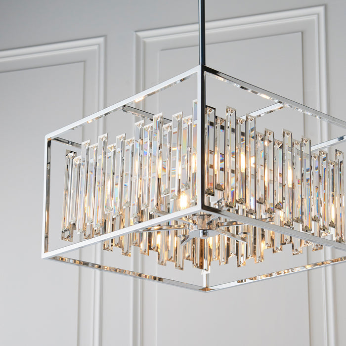Acadia Silver & Crystal Glass Pendant Ceiling Light - Large