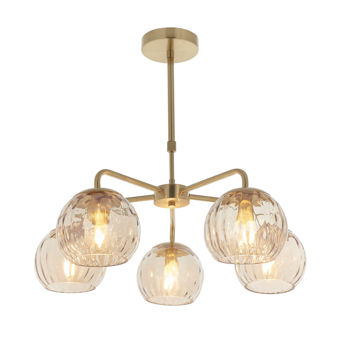 Dimple Ceiling Light Pendant in Brushed Brass & Glass