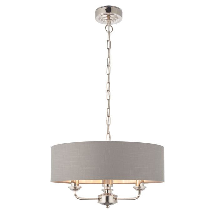 Highclere 3 Pendant Light Long in Charcoal / Nickel